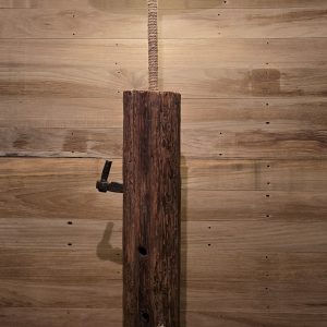 Lampada da Terra in Legno con Base in Pietra