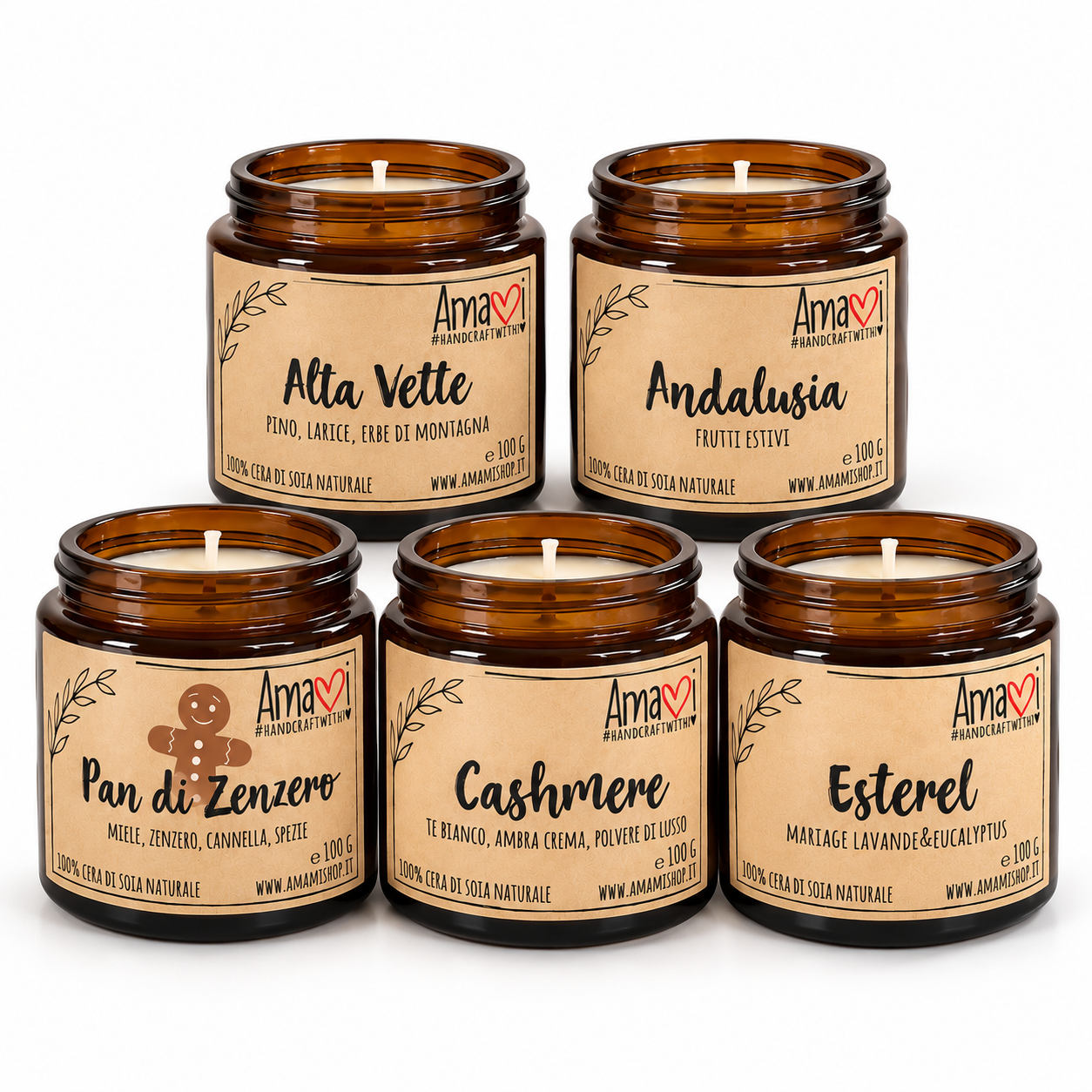 Candela in Cera di Soia Naturale "Giara" 150 g. - Amami