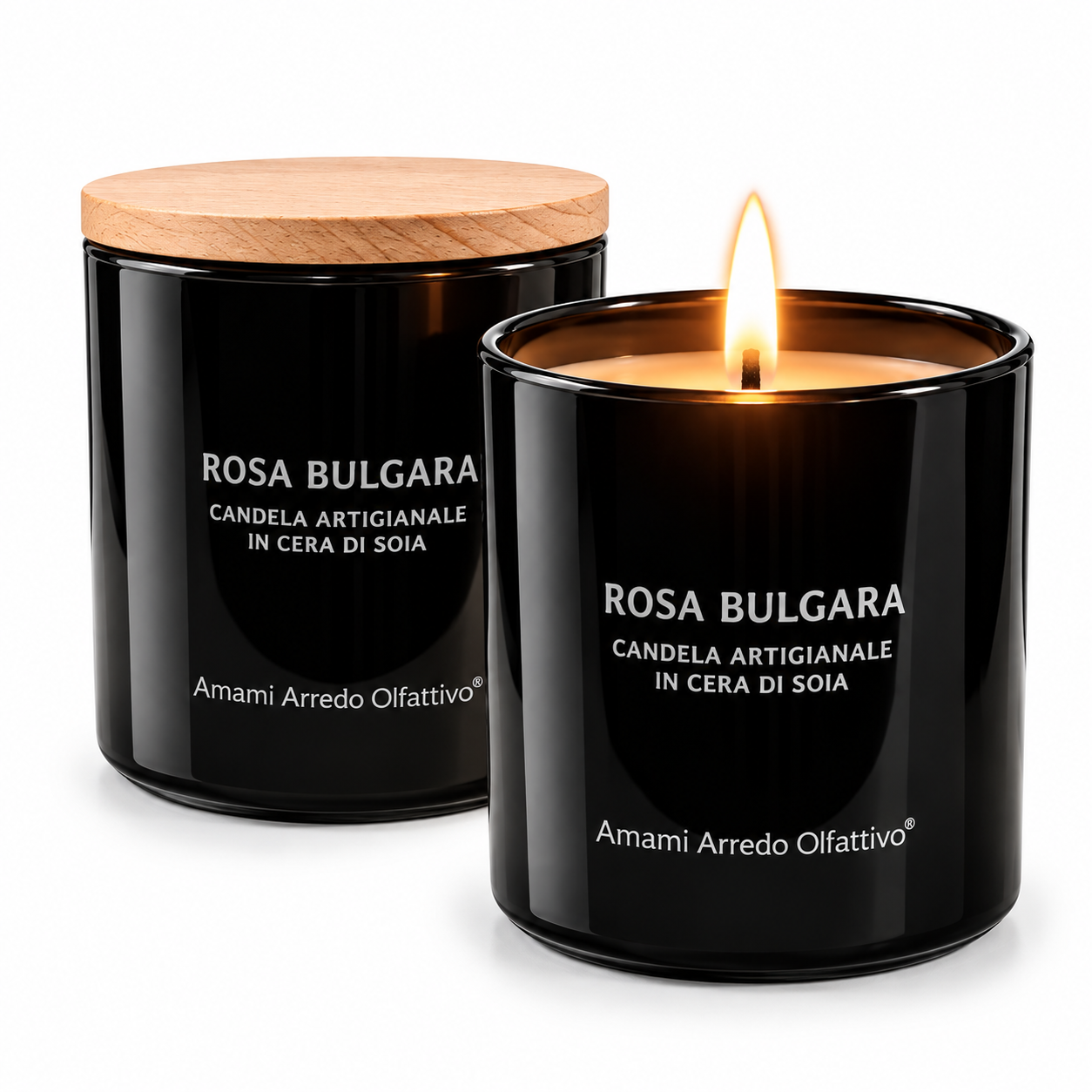 Candela in Cera di Soia Naturale "Rosa Bulgara" - Amami